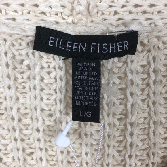 EILEEN FISHER V-Neck, Long-Sleeve, Textured, Cotton/Linen sweater; large, NWT - Picture 8 of 10